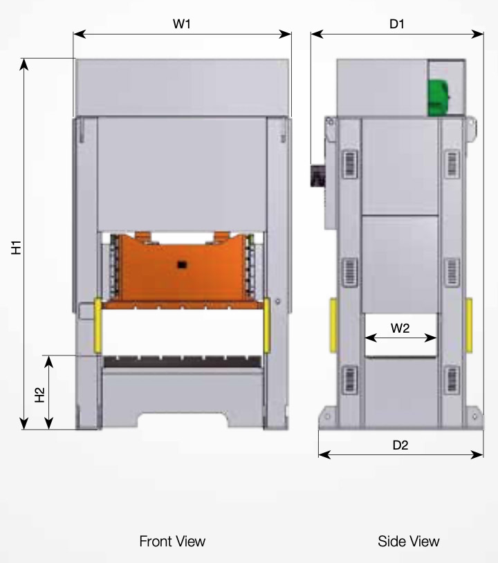 Presse mecanique excentrique a arcade PMF 2 2L garnet Hidrogarne schema