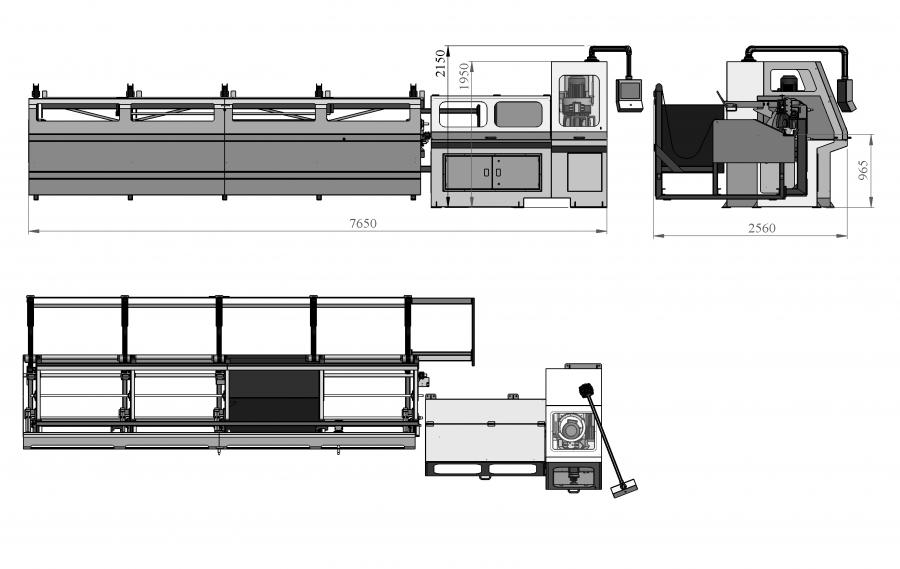 Tronconneuse profil acier automatique DK 370 CNC avec coupes biaises et embarreur automatique LM 600 PLAN