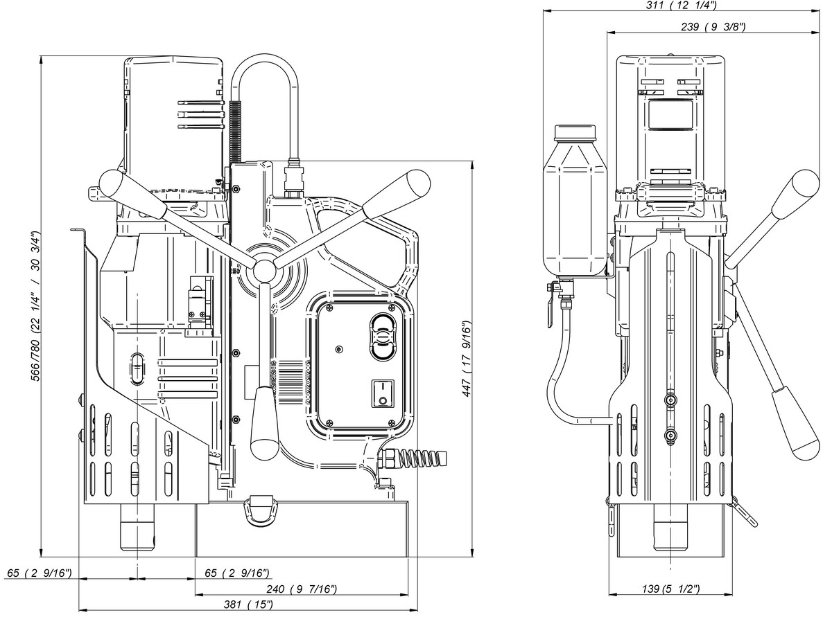 Perceuse a socle magnetique Compact 110 SCANTOOL dimensions
